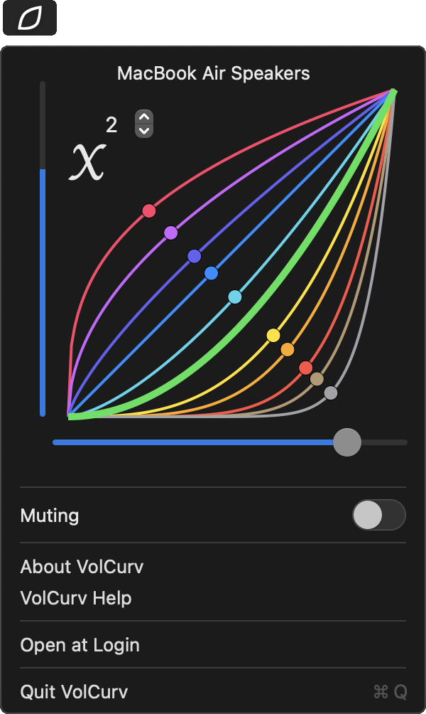 A screenshot showing the VolCurv interface.